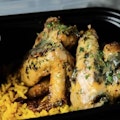 Baked Whole Chicken Wings over Yellow Saffron Rice
