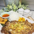 Tortang Talong Over Rice (Filipino Eggplant Omelette) 