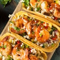 3 Surf & Turf Tacos rice and beans