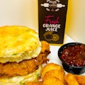 Spicy Fried Chicken on Jalapeño Biscuit 
