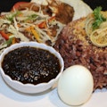 WAAKYE W/ EGGS AND FISH AND CHICKEN