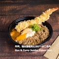 Gyu & Curry Jumbo Ebiten Don / 牛丼、特大海老天とカレーの二色丼