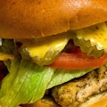 Grilled Chicken Burger Deluxe with Fries