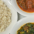 Efo Riro (Vegetable Stew) with White Rice