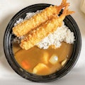Japanese curry rice with shrimp tempura